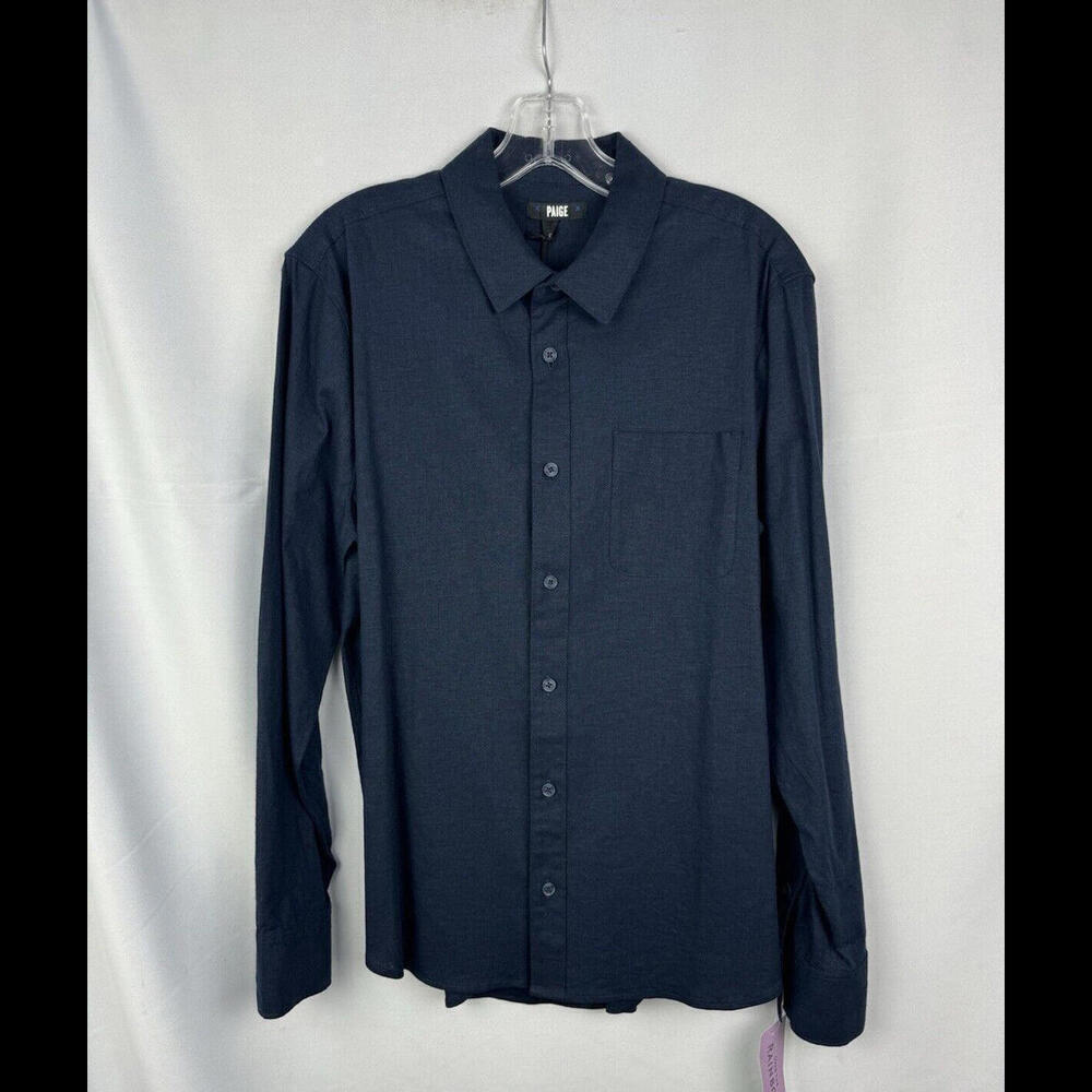Paige Cooper Button-Up Shirt Linen Blend Deep Anchor Blue Size S